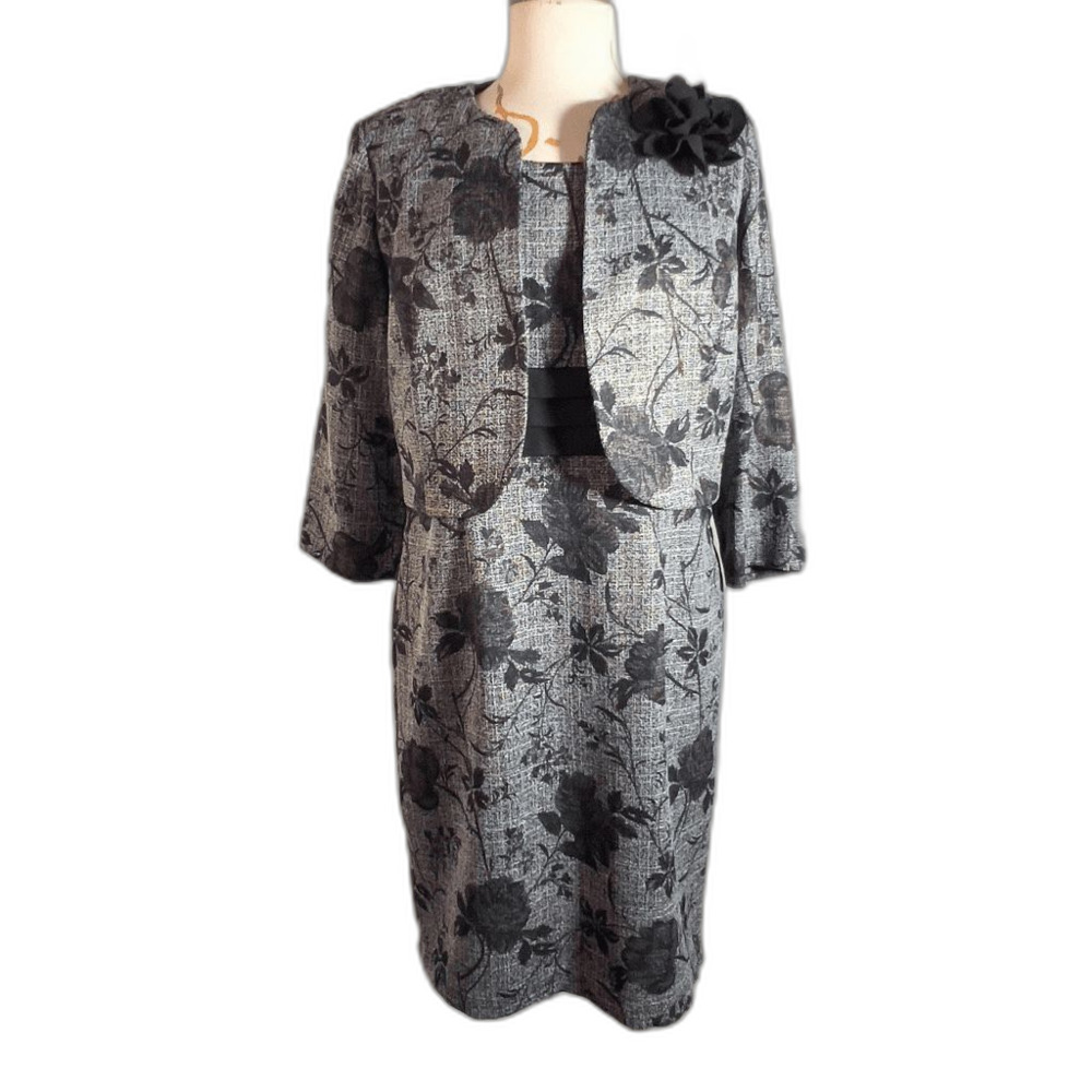 Dressbarn Suit Dress Size 10 Vintage Y2k Dark Academia Tweed Structured Set